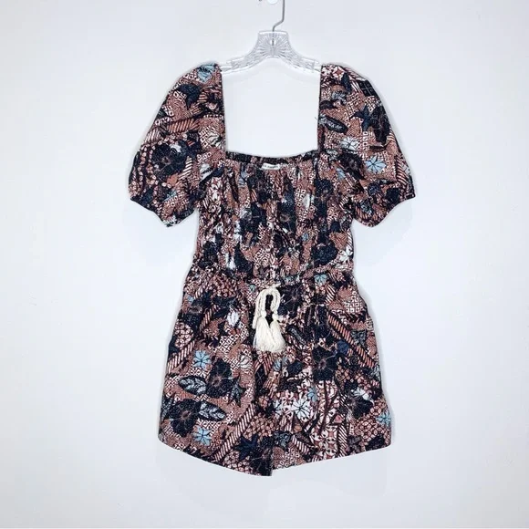 Ulla Johnson Alegria Playsuit (Sz 6) Puff Sleeve Poplin Romper Rosewood